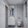 7X5 Ft Grey And Blue Small Bathroom Design -  Livspace