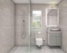 8x6 Ft Grey Compact Bathroom Design - Livspace
