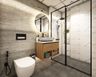 8X5 Industrial-Inspired Bathroom Design With Rectangular Mirror - Livspace