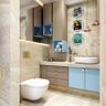 8X5 Ft Contemporary Beige Bathroom Design With Pendant Lights - Livspace