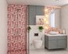 Pink And White Bathroom Design With A Grey Unit - 8x5 Ft | Livspace