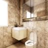 7X7 Ft Beige And Brown Contemporary Bathroom Design - Livspace