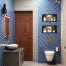 6X6 Ft Grey And Blue Small Bathroom Design - Livspace