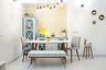 4-Seater Dining Room With A Crockery Unit And Wall Decor - Livspace