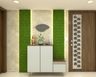 Foyer With White Storage Units And Grass Wall Panel - Livspace