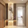 9x9 Ft Contemporary Foyer Design With Fluted Wall Panel - Livspace