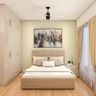 Beige Guest Room With Glossy Wardrobe  - Livspace