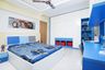 14X13 Ft Kids Bedroom With A Blue And White Swing Shutter Wardrobe - Livspace