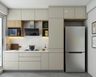 11X10 Ft Parallel Kitchen Design With Open Shelves - Livspace