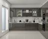 Kitchen Design With Glossy Grey Wall And Base Units - Livspace