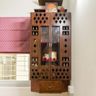 5X7 Closed Brown Mandir Design With Traditional Motifs - Livspace
