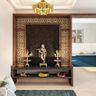 7X9 Ft Brown Floor-Mounted Mandir Design - Livspace