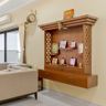 5X6 Ft Persian Walnut Wall-Mounted Mandir Design - Livspace