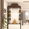 White And Brown Open Mandir Design - Livspace