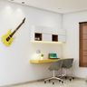 Frosty White And Yellow Study Room Design - Livspace