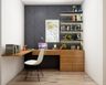 8x7 Ft Gothic Grey And Teak Study Room Design - Livspace