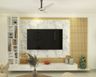 White Wall-Mounted TV Unit With Open Shelves - Livspace