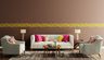 Brown and Yellow Wall Design For Living Rooms - Livspace