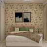 Floral Bedroom Wallpaper With Framed Art - Livspace