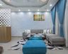 Blue Textured Wallpaper Design For Living Room - Livspace