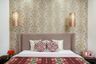 Cream And Brown Patterned Bedroom Wallpaper - Livspace