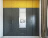 Grey And Yellow 5-Door Wardrobe Design - Livspace