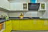 L-Shaped Modular Kitchen Design with Yellow Cabinets