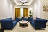 Living Room Design with Blue Sofas