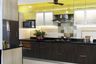 Modular Kitchen Design with Yellow Loft Units