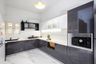 Dark Grey and White L-Shaped Modular Kitchen Design