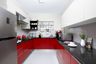 Modular U-Shaped Kitchen Design with Red Cabinets