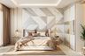 Modern master bedroom design with wardrobe, side tables, & king bed - Livspace