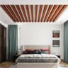 Gypsum and wood peripheral  false ceiling design with spotlights - Livspace