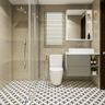 Modern Black And White Square Bathroom Flooring Tiles With 4-Pointed Star Pattern - Livspace