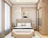 Compact yet Premium Modern Guest Bedroom with Queen Bed, Sofa Bench, Side Tables, and Sliding Wardrobe - Livspace