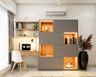 Compact Grey And Wood Home Office Design With Spacious Closed And Open Storage Unit - Livspace