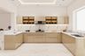 U-shaped kitchen design with marble countertop