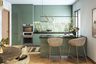 Open kitchen design with breakfast bar
