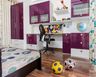 Spacious Purple And White Home Office Design With Swivel Chair, Closed Storage Units, And 2-Door Swing Wardrobe - Livspace