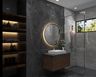 Bathroom design with black and grey marble