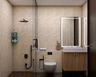 Bathroom design with glass shower partition