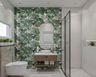 Bathroom design with leaf pattern tiles