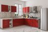 L-shaped kitchen design corian countertop