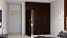 Modern 4-door swing wardrobe design in cacao colour and suede finish - Livspace