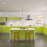 Island Kitchen Design with Green Cabinets