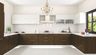 Off-White and Brown U-Shaped Kitchen Design