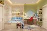 Lively lime green wall paint contrasted with animal-themed wallpaper for kids' bedrooms -Livspace