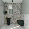 Moroccan Black, Grey And White Bathroom Tile Design With Patterning - Livspace