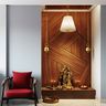 Wooden Panelling Wall Design For Pooja Rooms With Indian Traditional Aesthetic - Livspace