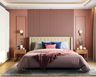 Rich Pink Bedroom Wall Paint Design With Fluted Panelling - Livspace